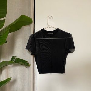 Black sheer cropped top